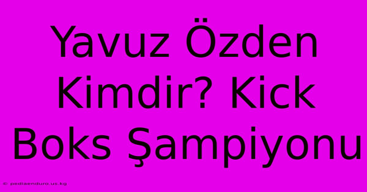 Yavuz Özden Kimdir? Kick Boks Şampiyonu