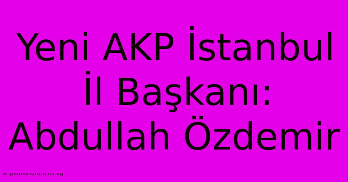 Yeni AKP İstanbul İl Başkanı: Abdullah Özdemir