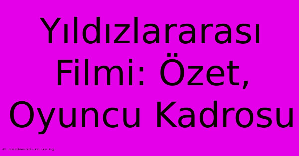 Yıldızlararası Filmi: Özet, Oyuncu Kadrosu