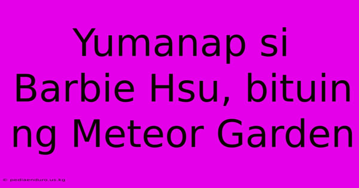 Yumanap Si Barbie Hsu, Bituin Ng Meteor Garden