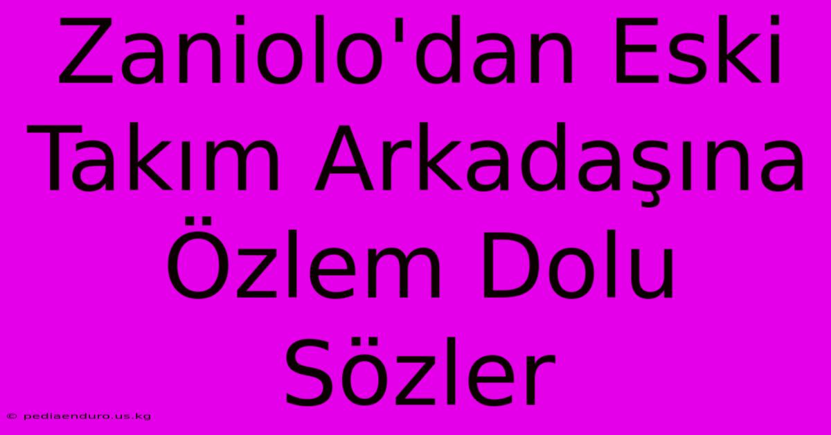 Zaniolo'dan Eski Takım Arkadaşına Özlem Dolu Sözler