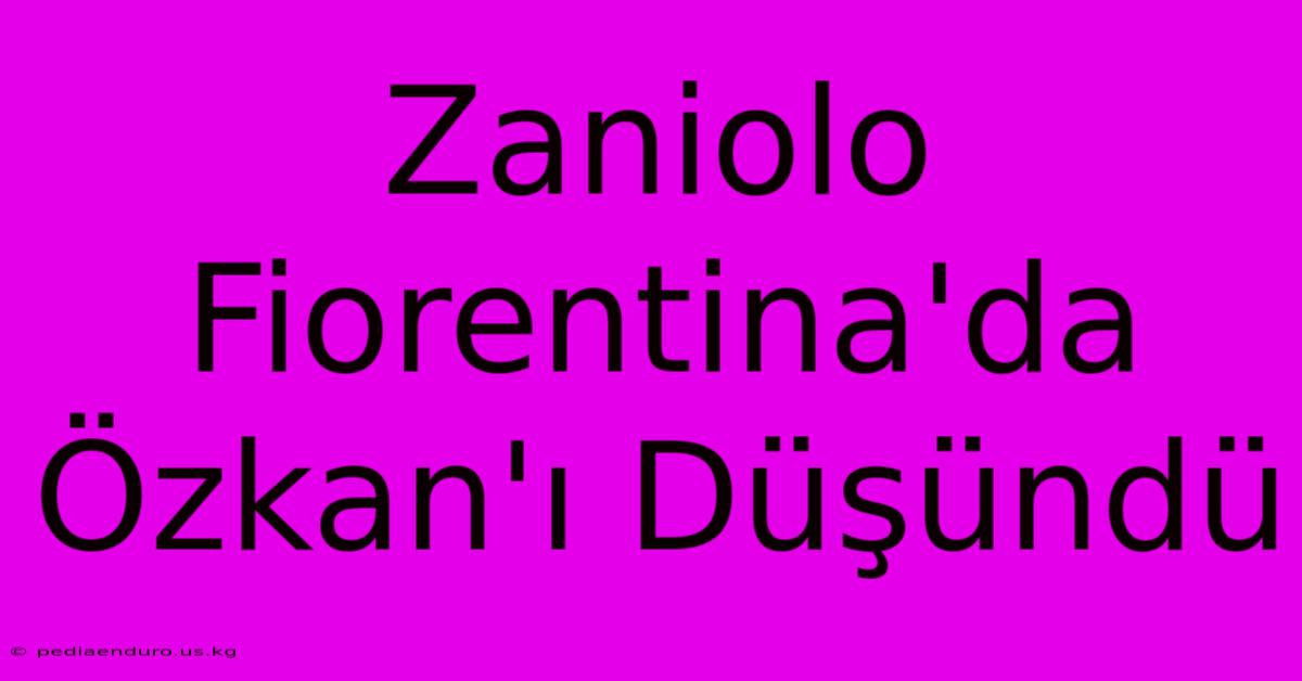 Zaniolo Fiorentina'da Özkan'ı Düşündü