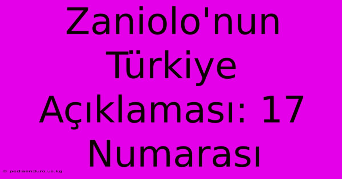 Zaniolo'nun Türkiye Açıklaması: 17 Numarası