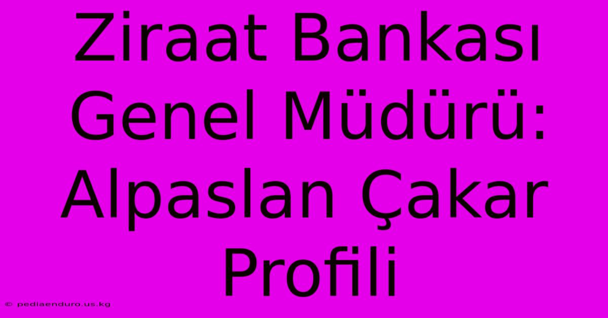 Ziraat Bankası Genel Müdürü: Alpaslan Çakar Profili