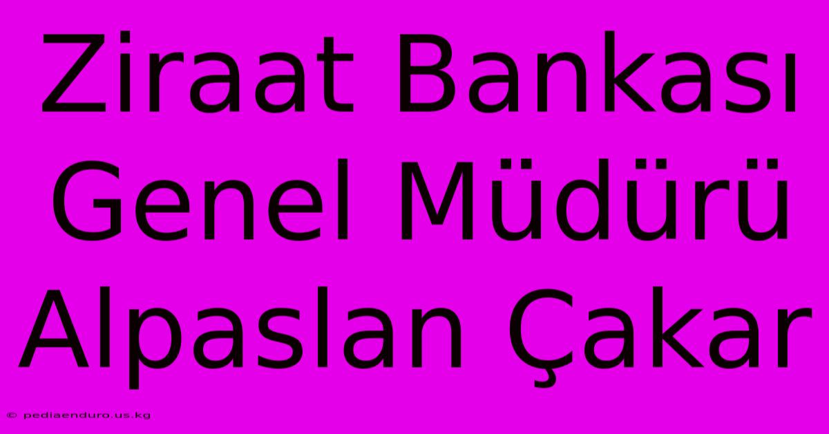 Ziraat Bankası Genel Müdürü Alpaslan Çakar