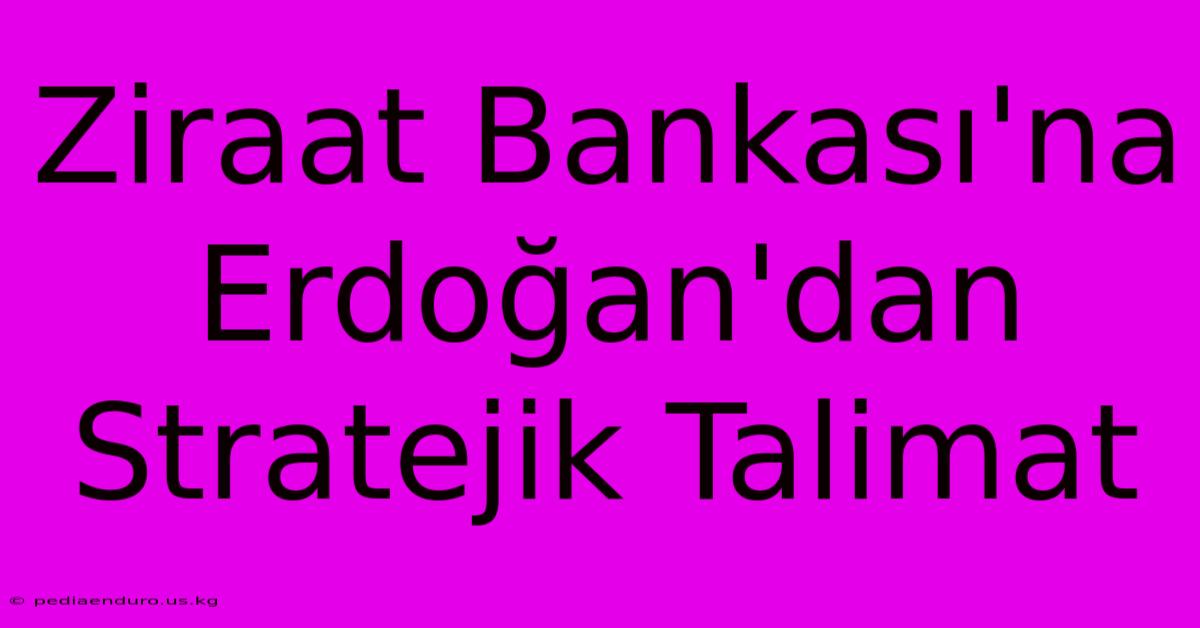 Ziraat Bankası'na Erdoğan'dan Stratejik Talimat